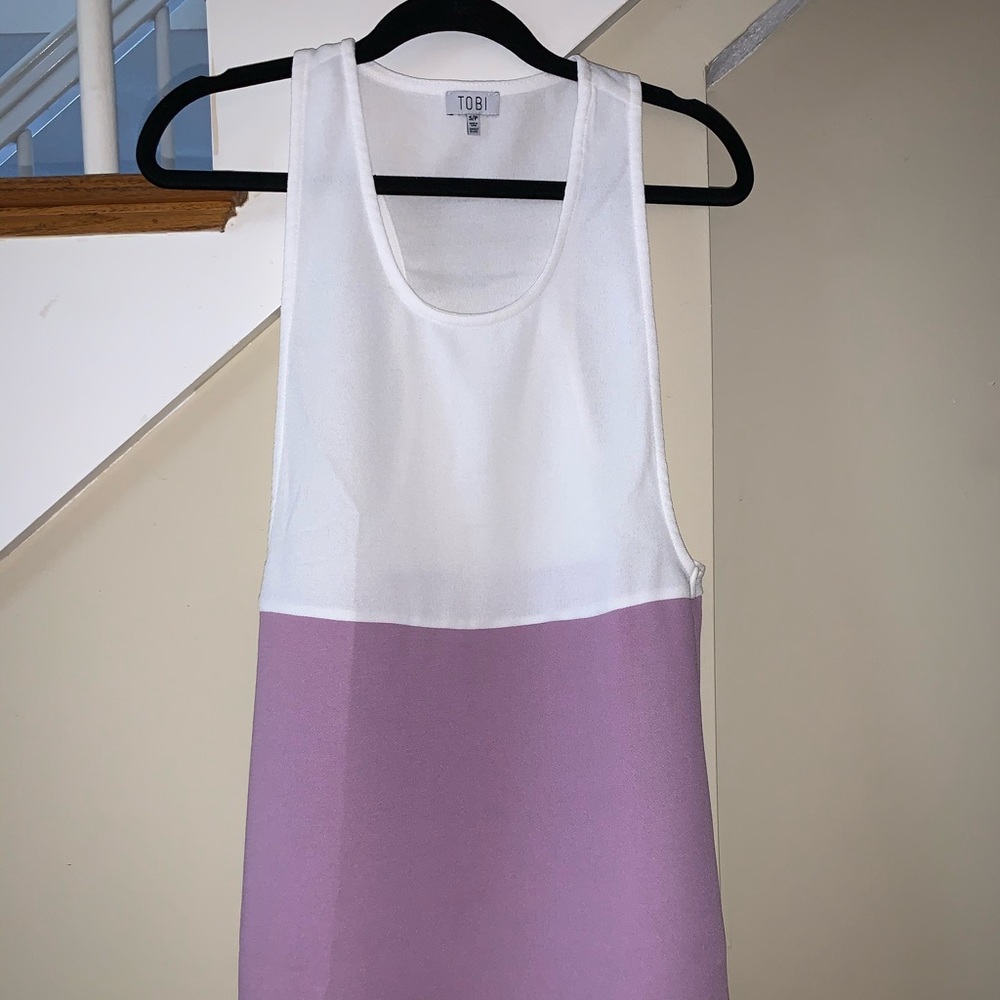 White and purple mini dress